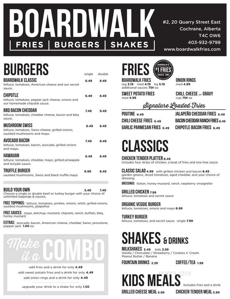 Boardwalk Fries Burgers Shakes - Cochrane, AB menu_pic