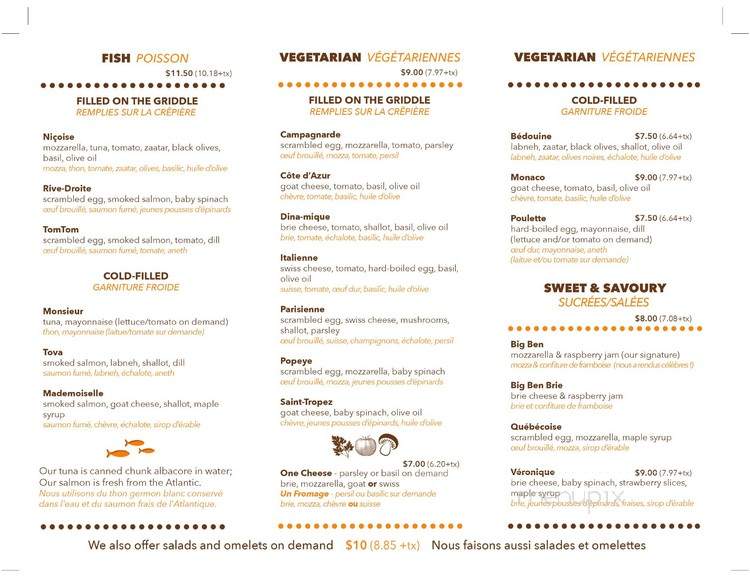 Crepes a GoGo Spadina - Toronto, ON menu_pic