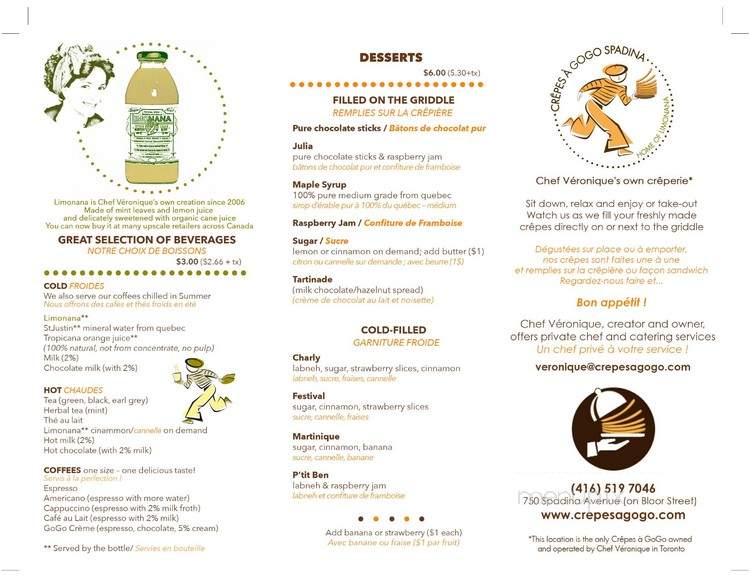Crepes a GoGo Spadina - Toronto, ON menu_pic