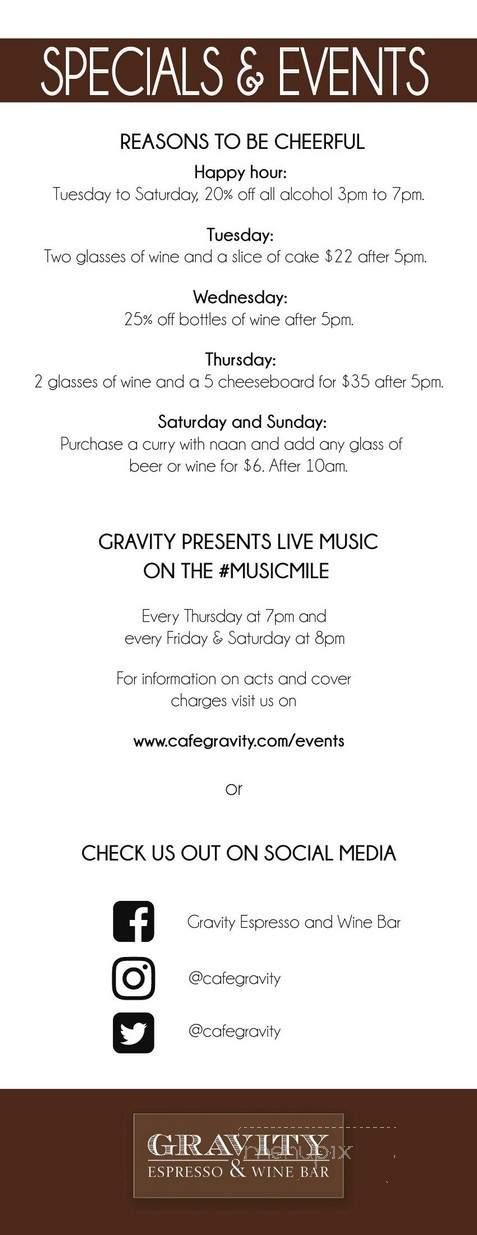 Gravity Espresso & Wine Bar - Calgary, AB menu_pic
