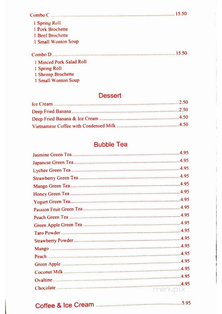 Pho Ever Restaurant - Vancouver, BC menu_pic