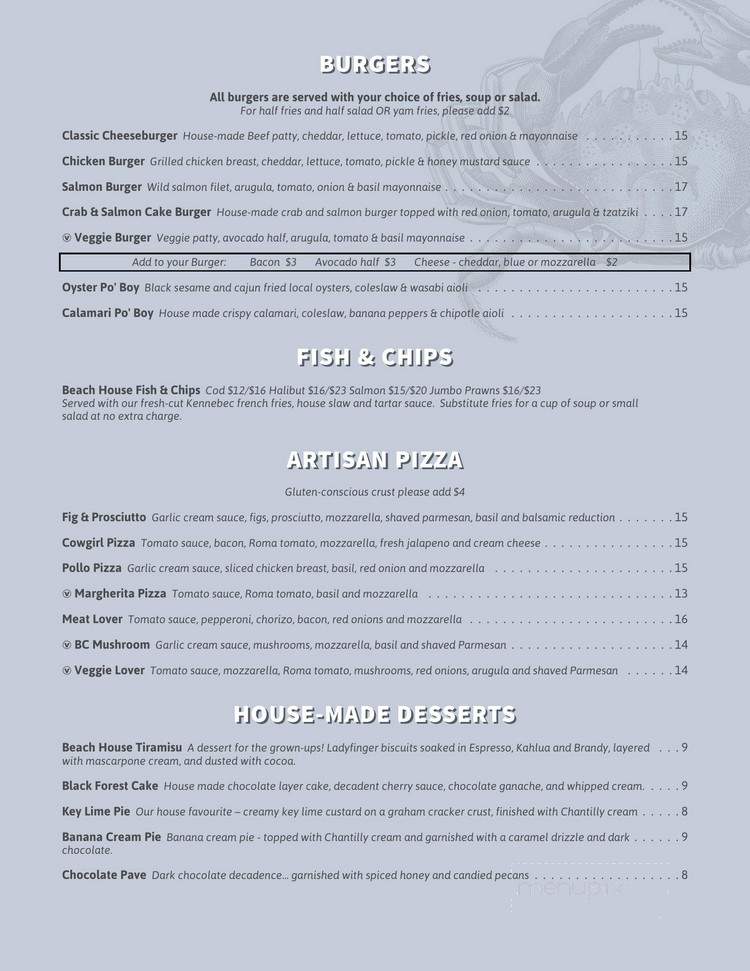 The Beach House - Victoria, BC menu_pic