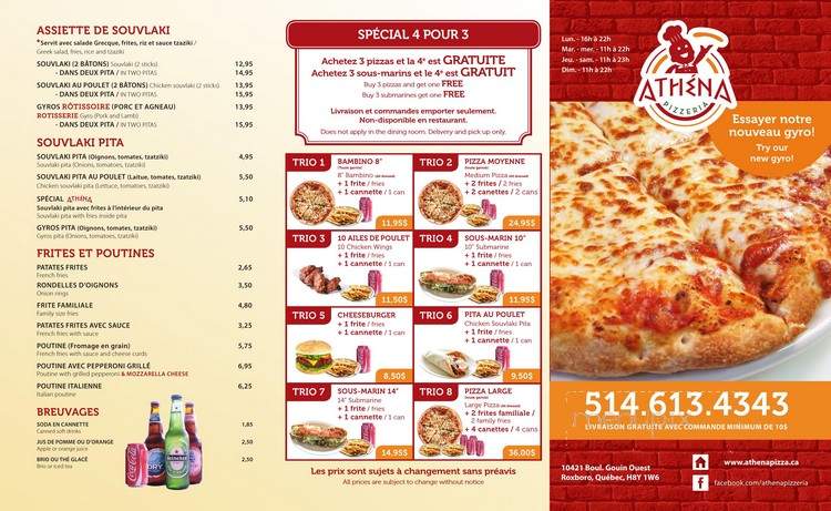 Athena Pizzeria - Pierrefonds, QC menu_pic