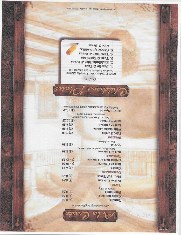 La Carreta - Nashua, NH menu_pic