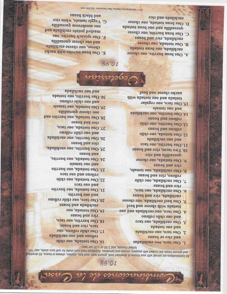 La Carreta - Nashua, NH menu_pic