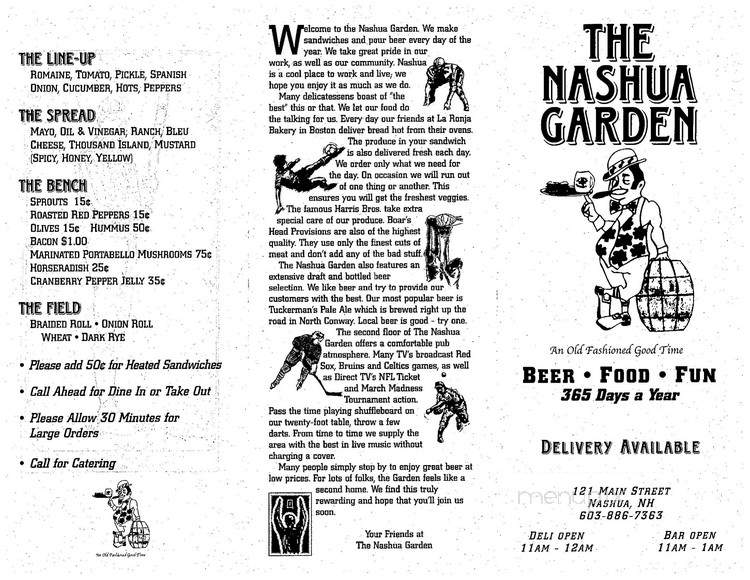 Menu Of Nashua Garden In Nashua Nh 03060