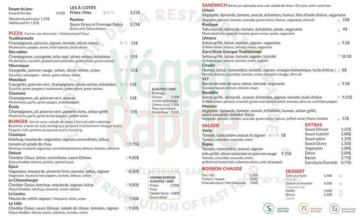 Vegan Rapide - Montreal, QC menu_pic