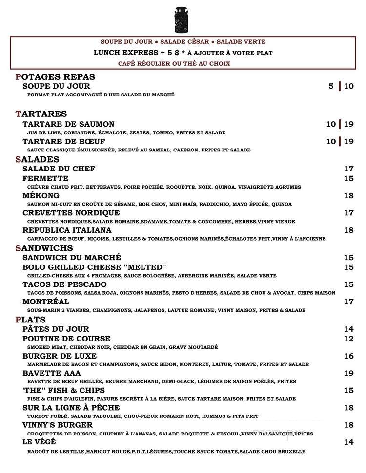 Bidon Taverne Culinaire - Saint-Lambert, QC menu_pic