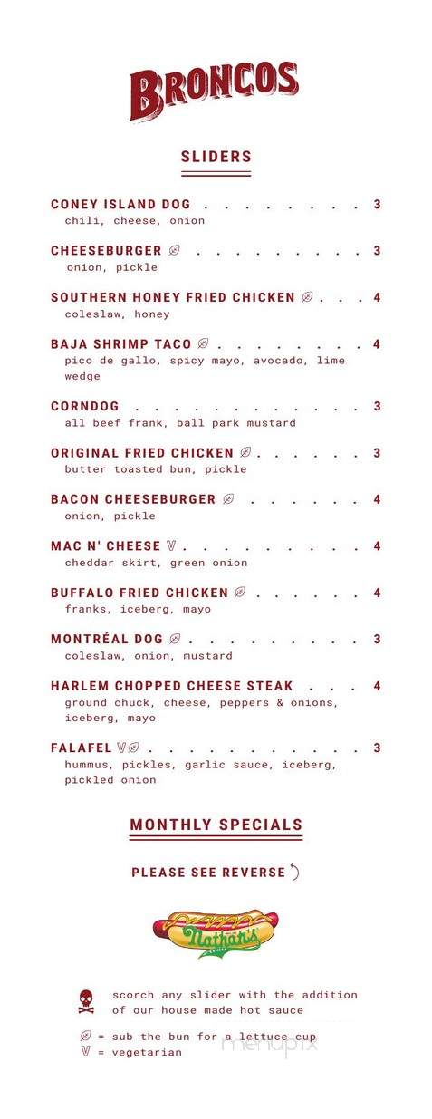 Broncos - Toronto, ON menu_pic