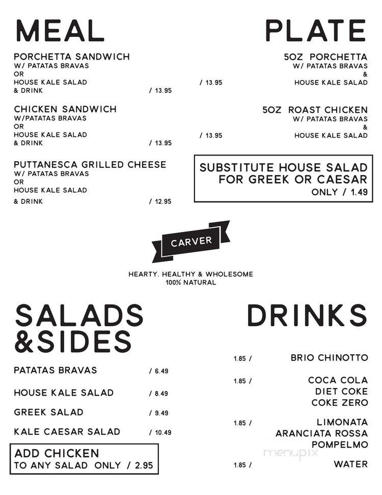 Carver - Toronto, ON menu_pic