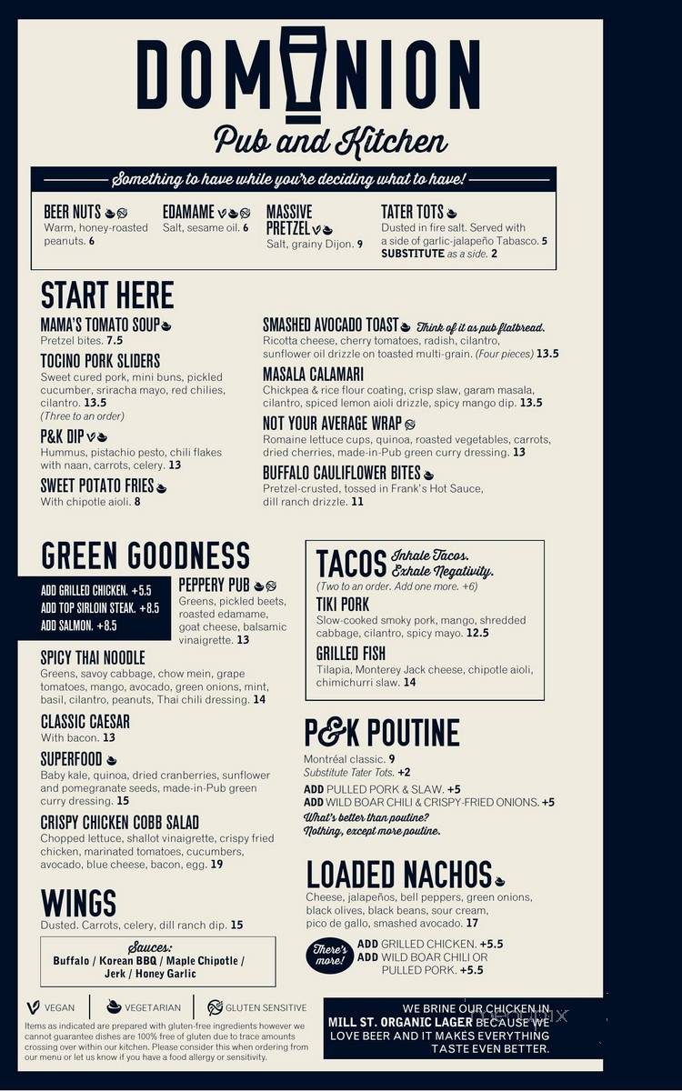 Dominion Pub and Kitchen - Toronto, ON menu_pic