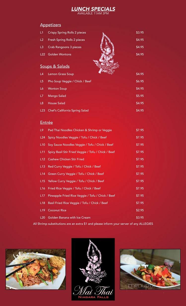 Mai Thai Cuisine - Niagara Falls, ON menu_pic