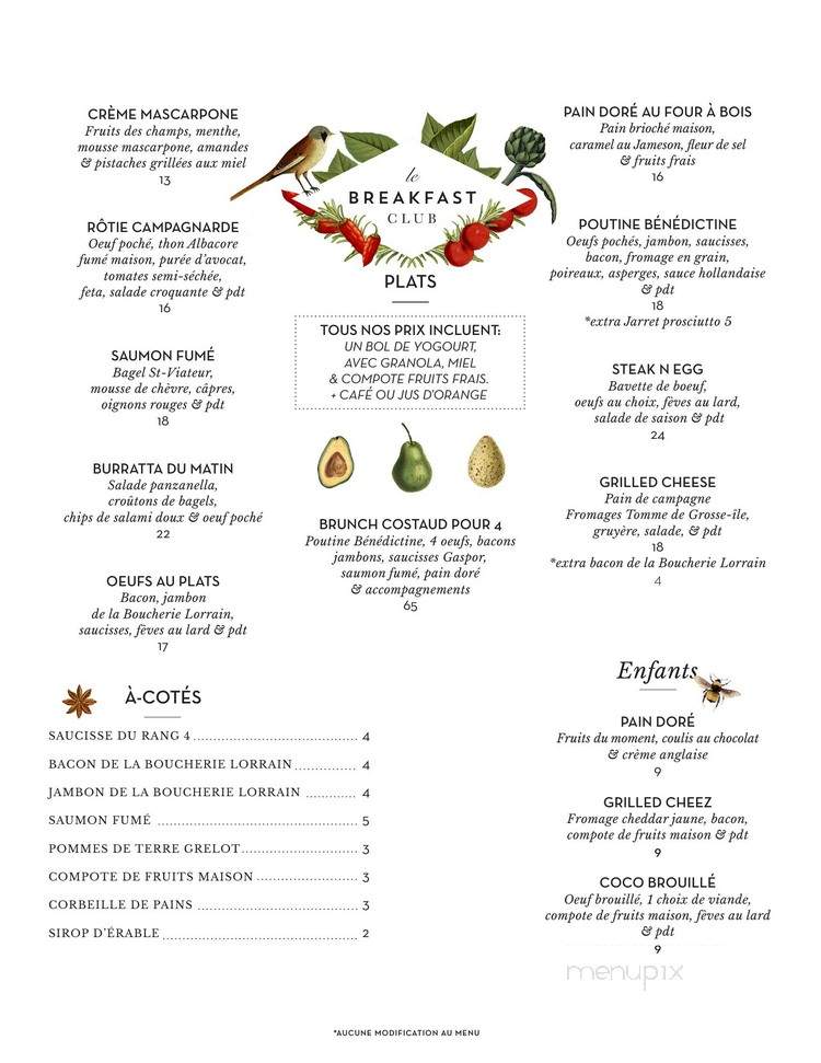 Le Boating Club - Laval, QC menu_pic