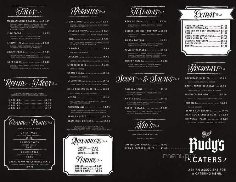 Rudy's Taco Shop - Solana Beach, CA menu_pic