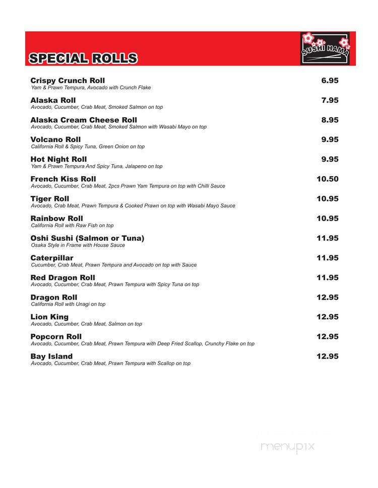 Sushi Hama - Qualicum Beach, BC menu_pic