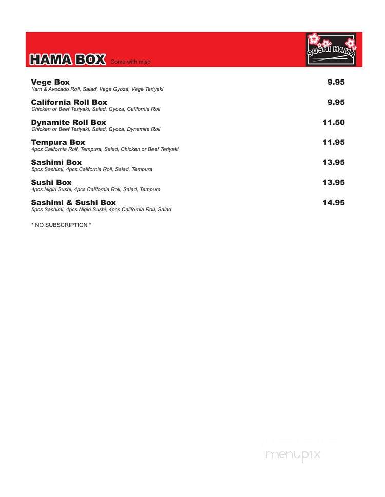 Sushi Hama - Qualicum Beach, BC menu_pic