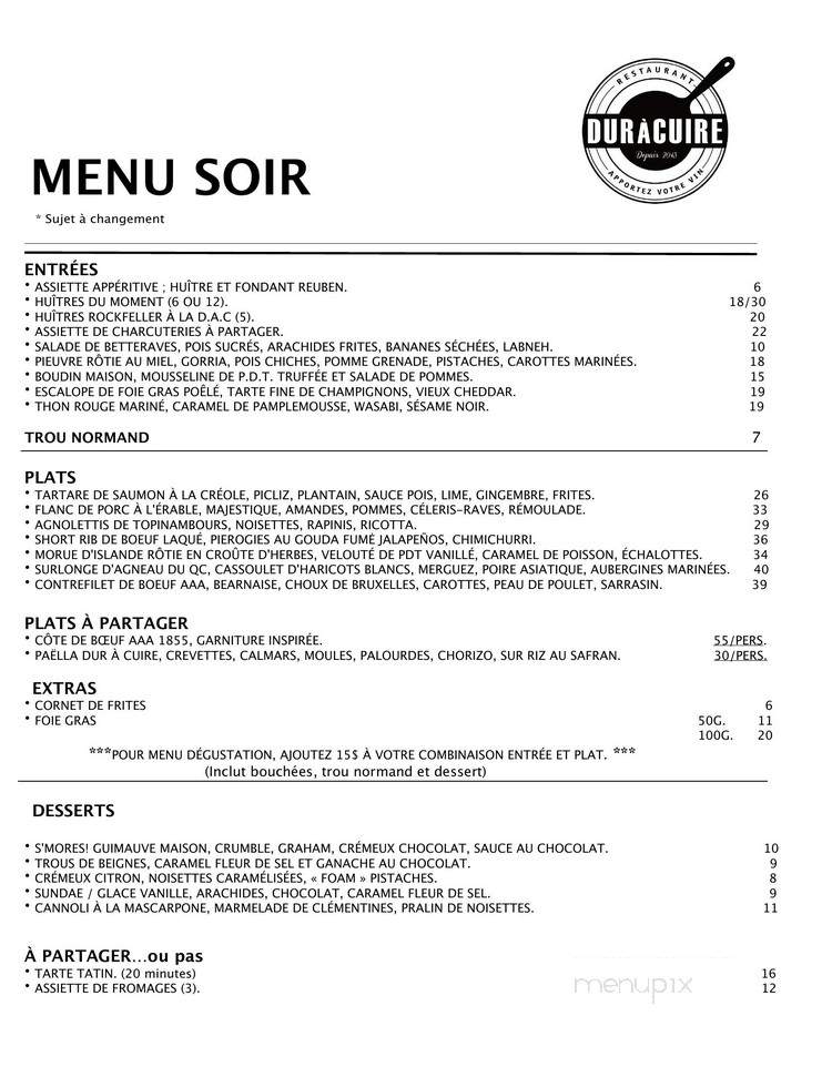 Dur a Cuire - Longueuil, QC menu_pic