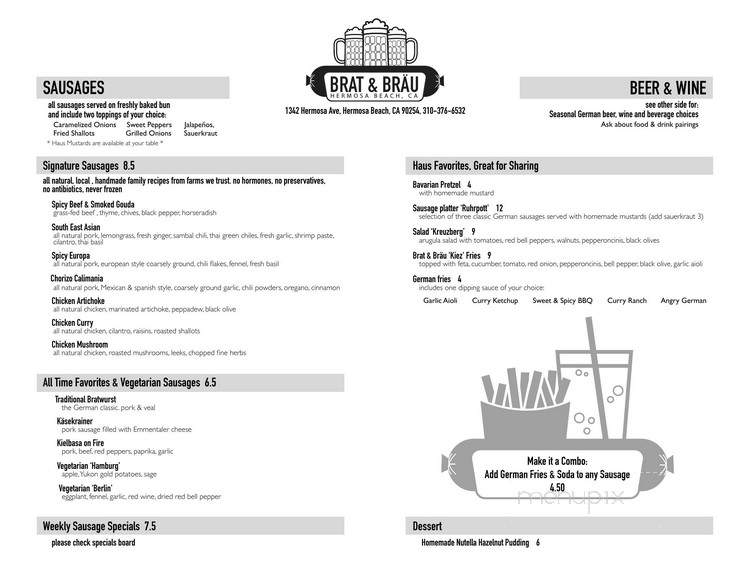 Brat & Brau - Hermosa Beach, CA menu_pic