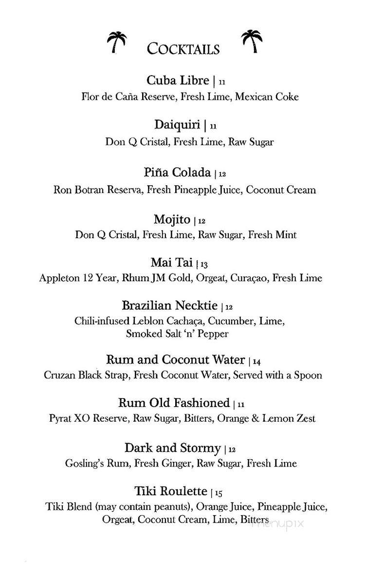 Cana Rum Bar - Los Angeles, CA menu_pic