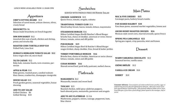 Hilton Long Beach Bar - Long Beach, CA menu_pic