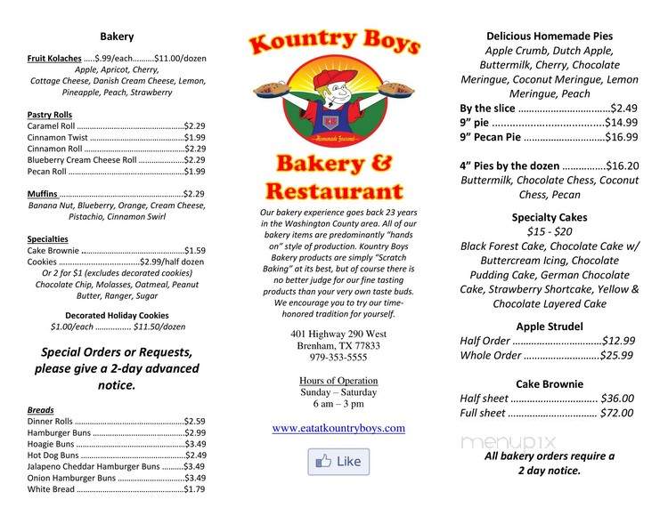 Kountry Boys Bakery and Restaurant - Brenham, TX