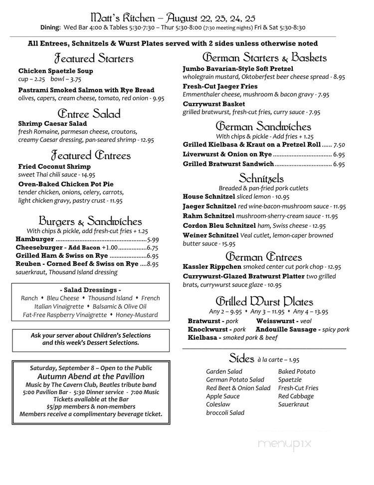 Lancaster Liederkranz - Manheim, PA menu_pic