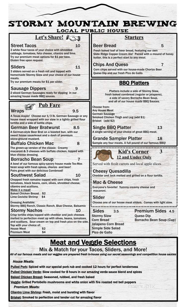 Stormy Mountain Brewing - Chelan, WA menu_pic