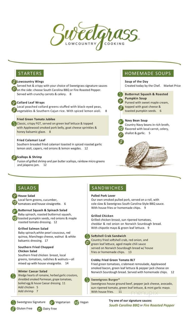 Sweetgrass: Low Country Cooking - Clinton, MD menu_pic
