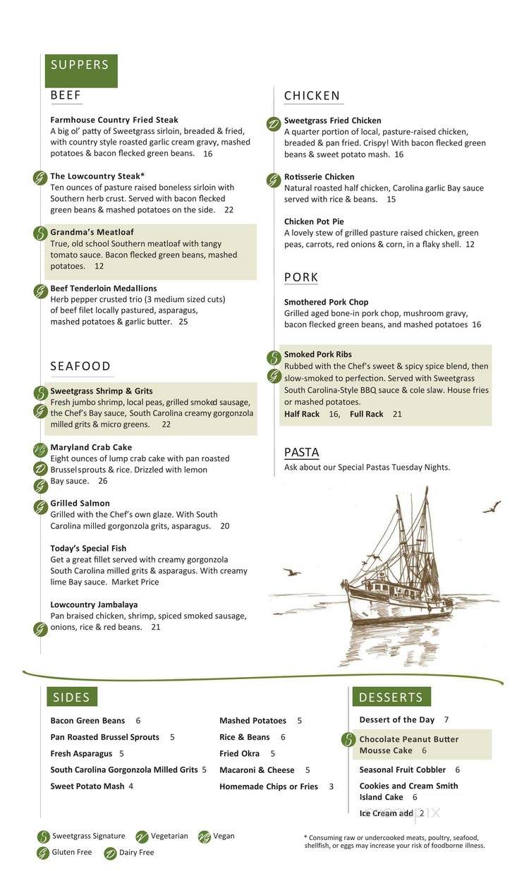 Sweetgrass: Low Country Cooking - Clinton, MD menu_pic