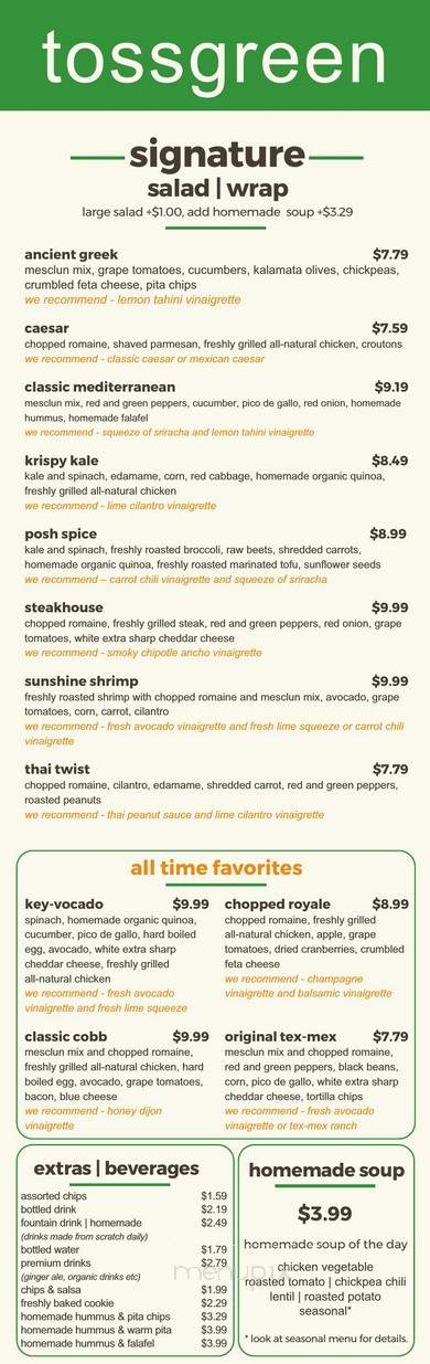 Tossgreen - Jacksonville, FL menu_pic
