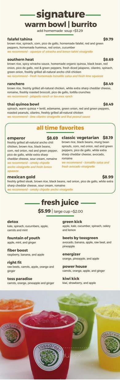 Tossgreen - Jacksonville, FL menu_pic