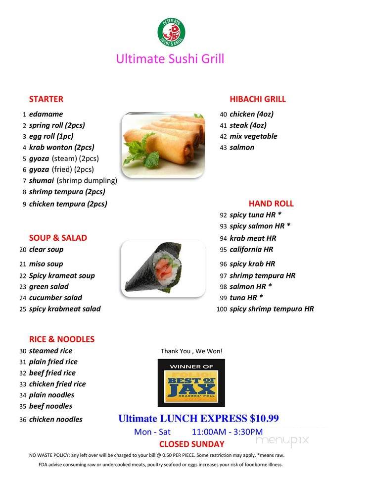 Ultimate Sushi & Grill - Jacksonville, FL menu_pic