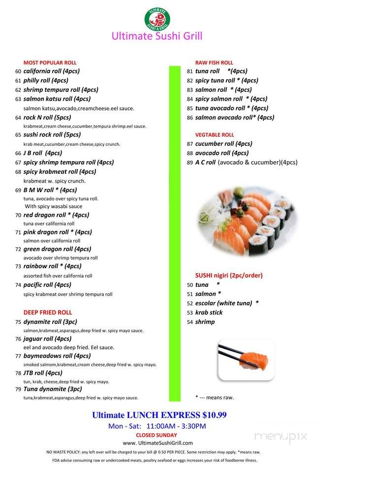 Ultimate Sushi & Grill - Jacksonville, FL menu_pic