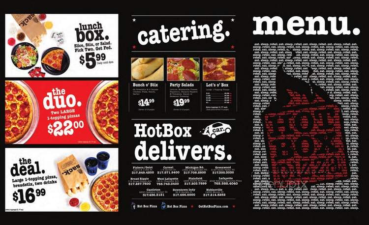 Hotbox Pizza - Indianapolis, IN menu_pic