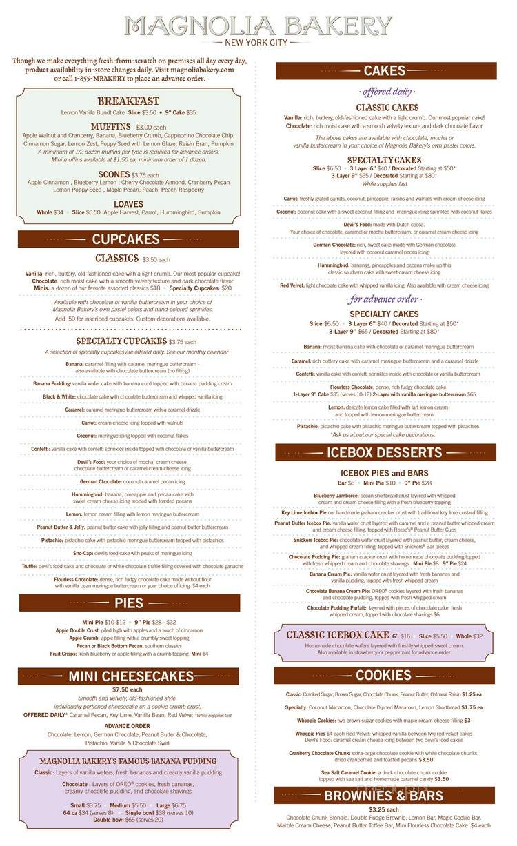 Magnolia Bakery Cafe - Honolulu, HI menu_pic