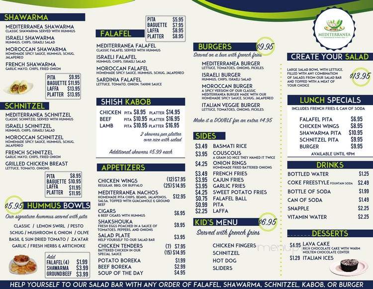 Mediterranea - Teaneck, NJ menu_pic