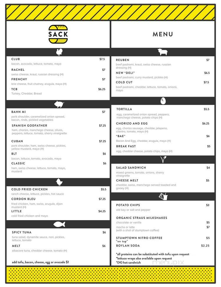 Sack Sandwiches - West Hollywood, CA menu_pic