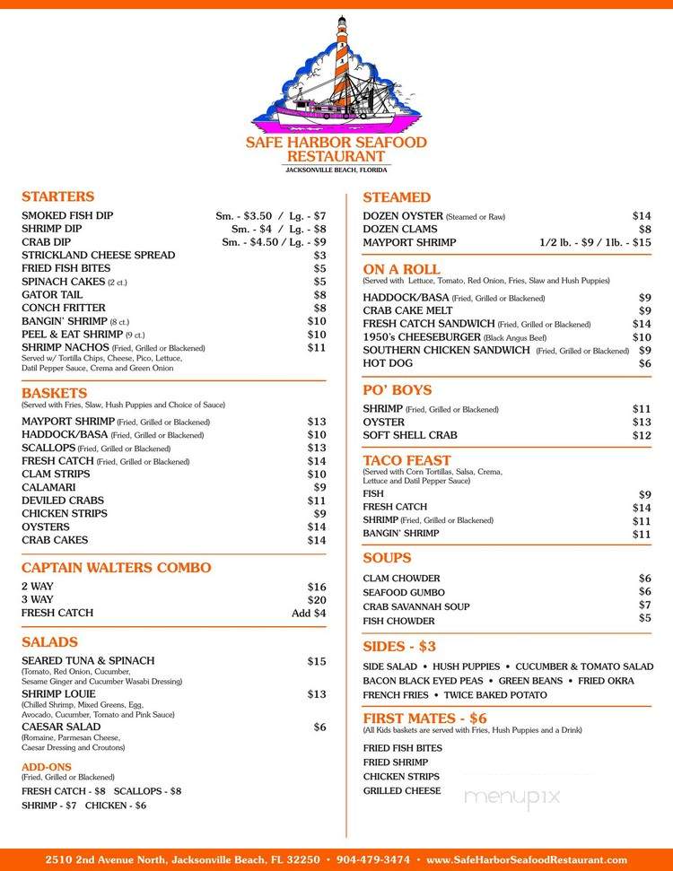 Safe Harbor - Jacksonville Beach, FL menu_pic