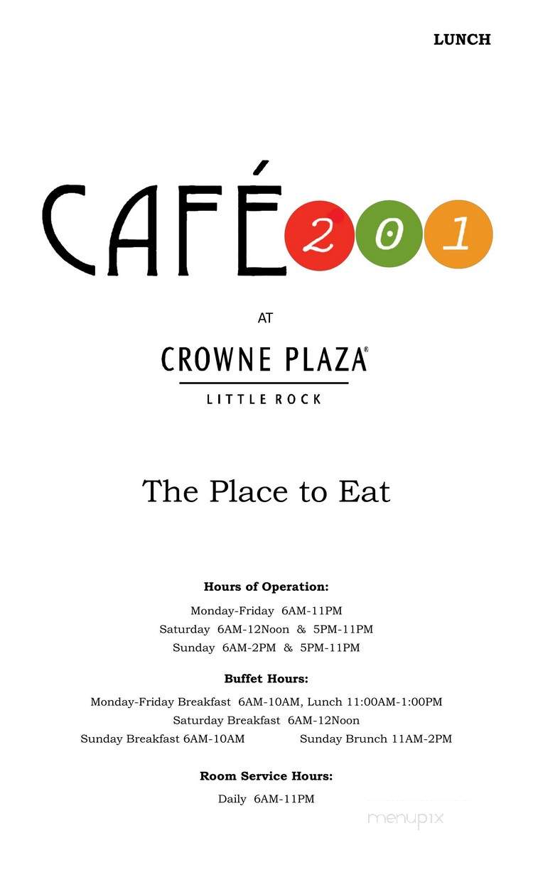 Cafe 201 - Little Rock, AR menu_pic