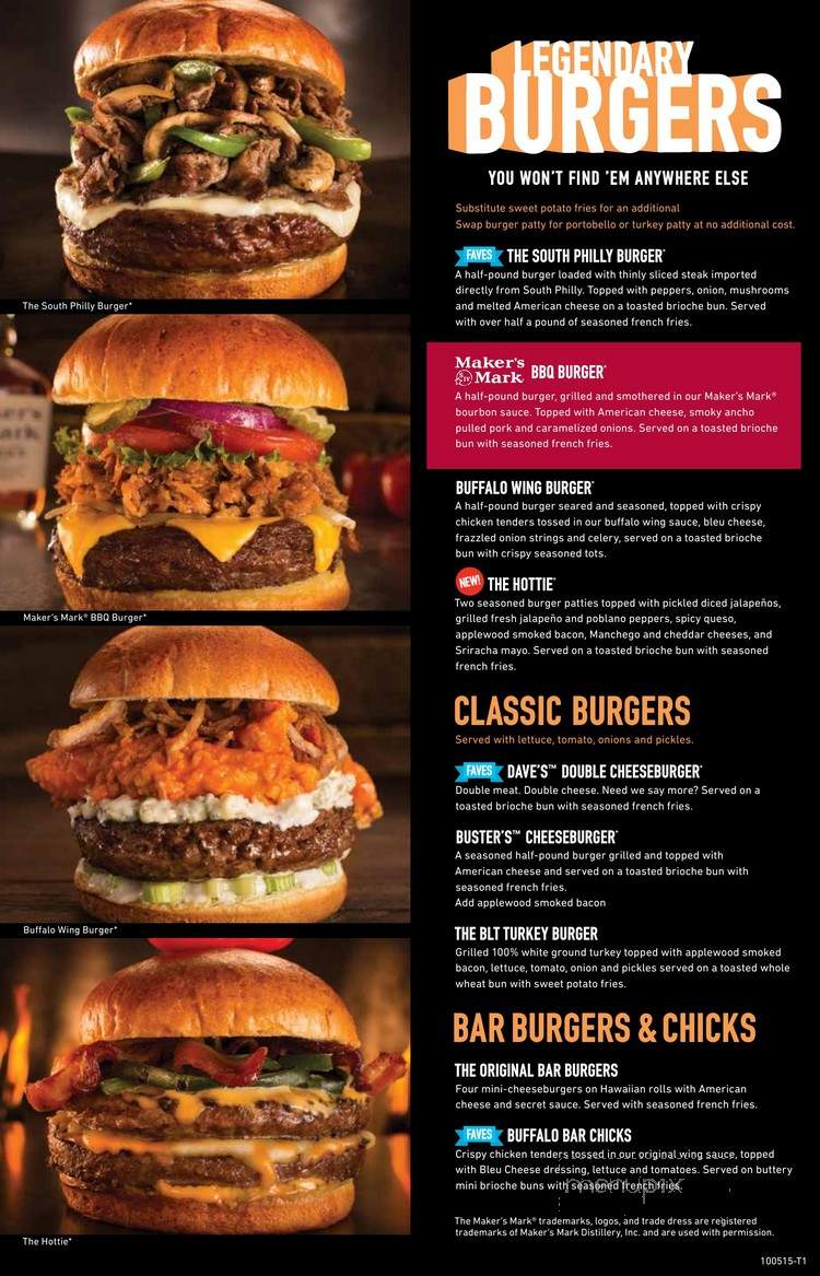 Dave & Buster's - San Antonio, TX menu_pic