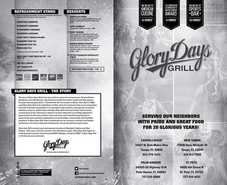 Glory Days Grill - Lakeland, FL menu_pic