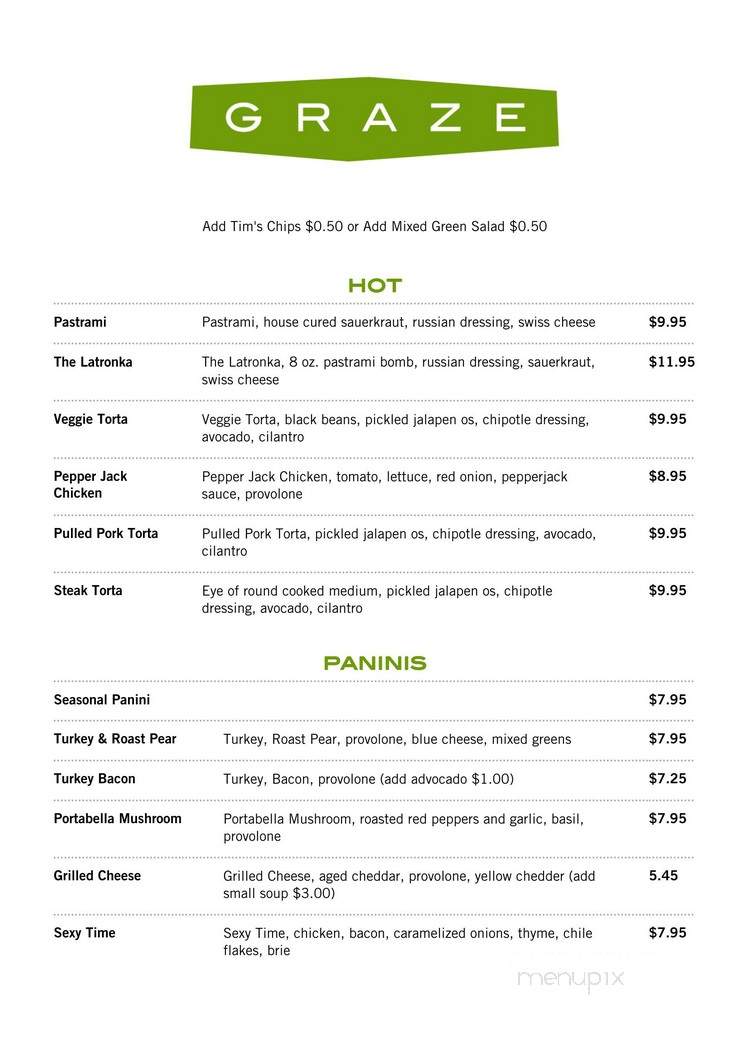 Graze Drive Thru - Walla Walla, WA menu_pic