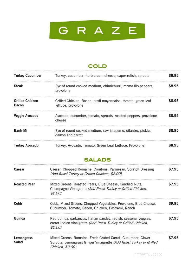 Graze Drive Thru - Walla Walla, WA menu_pic