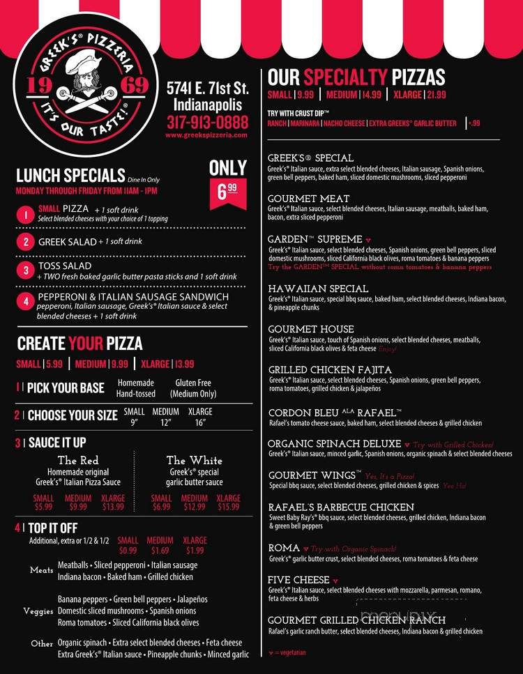 Greek's Pizzeria - Indianapolis, IN menu_pic