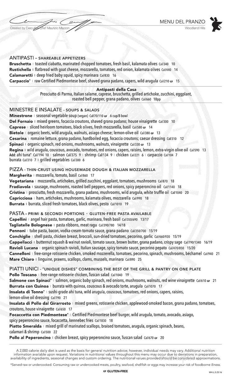 II Fornaio - Los Angeles, CA menu_pic