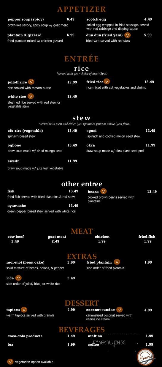 Simi's - Chicago, IL menu_pic
