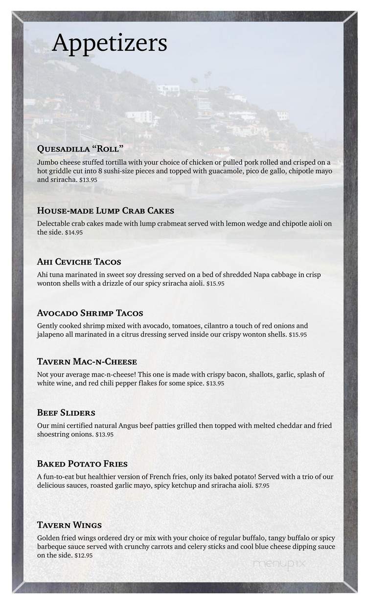 Tavern 1 Grill & Tap House PCH Malibu - Malibu, CA menu_pic