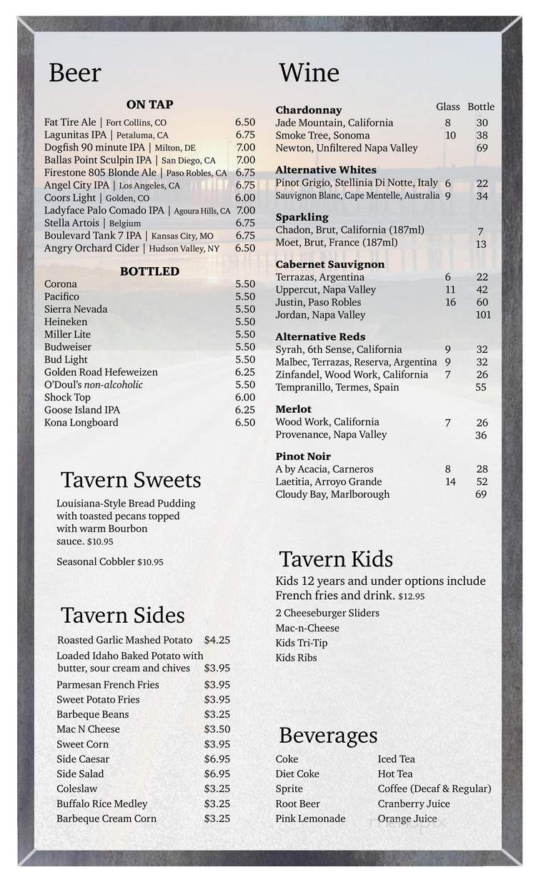 Tavern 1 Grill & Tap House PCH Malibu - Malibu, CA menu_pic