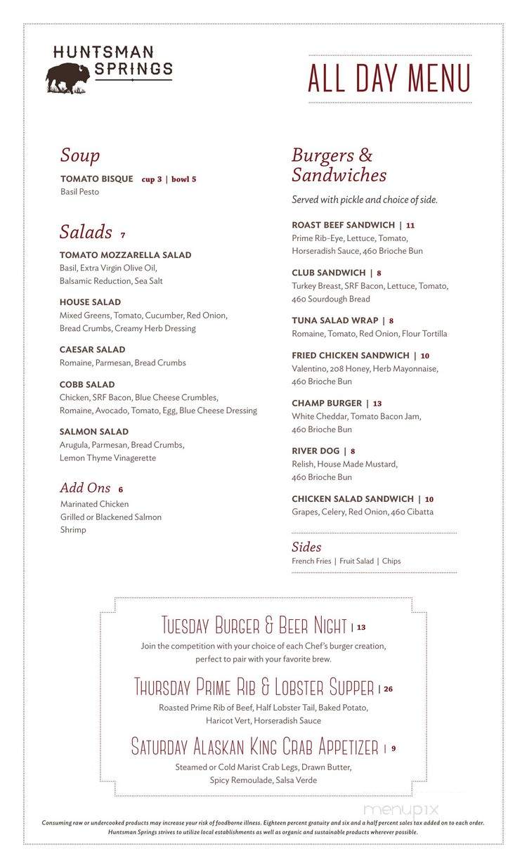 The Barn - Driggs, ID menu_pic