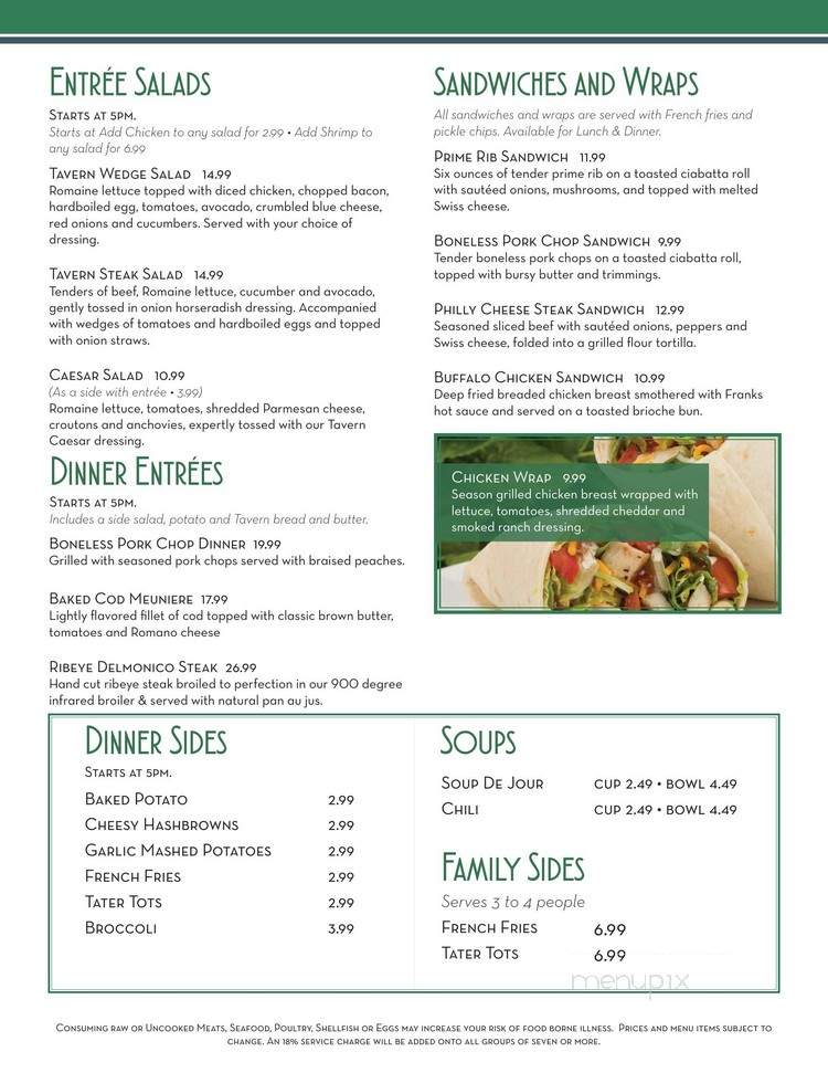 The Tavern Restaurant - Wisconsin Dells, WI menu_pic